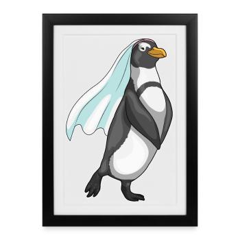 Penguin Bridal Veil Wedding - Framed poster (27 × 37 cm) - black - Front