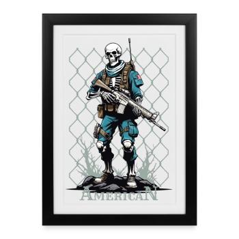 Squelette de guerrier américain - Affiche encadrée (27 × 37 cm) - noir - Devant