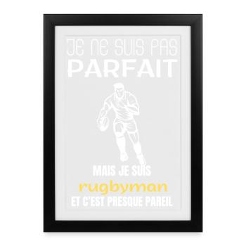 Rugbyman je ne suis pas parfait - Affiche encadrée (27 × 37 cm) - noir - Devant