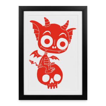 Little Red Demon Rests - Framed poster (27 × 37 cm) - black - Front