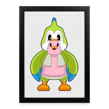 Perroquet flamant rose - Affiche encadrée (27 × 37 cm) - noir - Devant