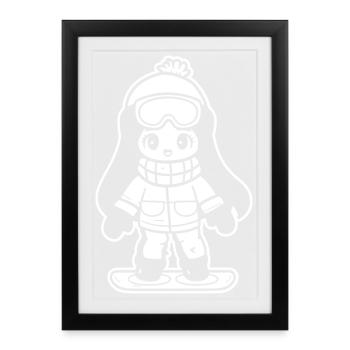 Snowboarder Girls - Framed poster (27 × 37 cm) - black - Front