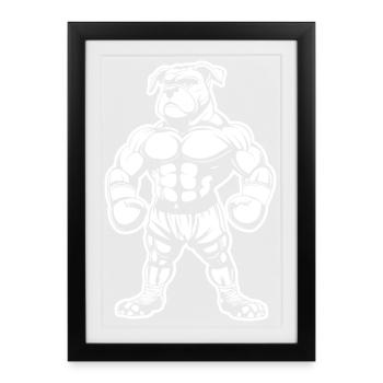 Boxer Hund Zeichnung - Gerahmtes Poster (27 × 37 cm) - Schwarz - Vorne