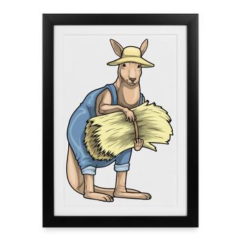 Ferme de pailles des éleveurs de kangourous - Affiche encadrée (27 × 37 cm) - noir - Devant
