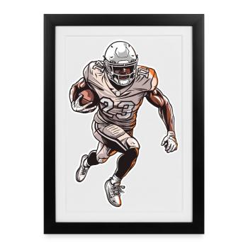 Croquis de football américain - Affiche encadrée (27 × 37 cm) - noir - Devant