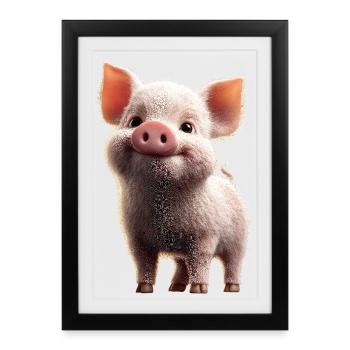 Cochon domestique Truie Cochons Love Piggy - Affiche encadrée (27 × 37 cm) - noir - Devant