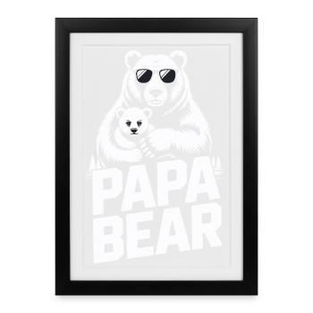 Papa ours - Affiche encadrée (27 × 37 cm) - noir - Devant