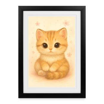 Cute cat – Cute Kitten Illustrati - Framed poster (27 × 37 cm) - black - Front