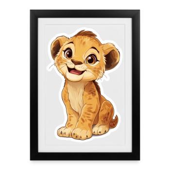 Lion - Affiche encadrée (27 × 37 cm) - noir - Devant
