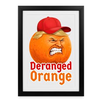Orange dérangée en colère avec Donald T Hat - Affiche encadrée (27 × 37 cm) - noir - Devant