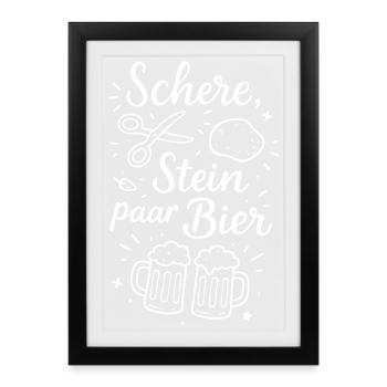 Scissors Stone A Beer – Party & Beer Saying - Framed poster (27 × 37 cm) - black - Front
