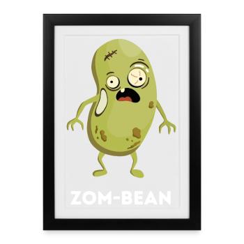 Zom-bean – Jeu de mots amusant sur le haricot zombie - Affiche encadrée (27 × 37 cm) - noir - Devant