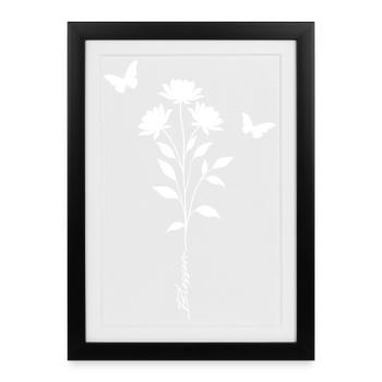 Floral Butterflies Silhouette - Framed poster (27 × 37 cm) - black - Front
