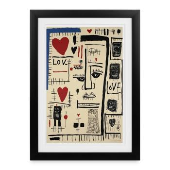 Cubist Face Love and Sketches - Framed poster (27 × 37 cm) - black - Front