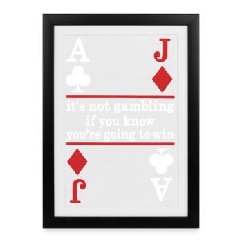 Poker Saying Card Motif - Framed poster (27 × 37 cm) - black - Front