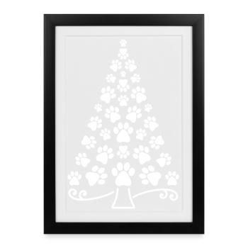 Christmas tree paw dog paws cat Christmas - Framed poster (27 × 37 cm) - black - Front
