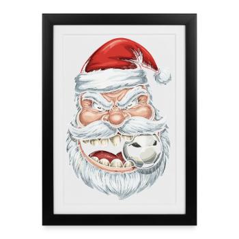 Santa Kicker with Football - Framed poster (27 × 37 cm) - black - Front