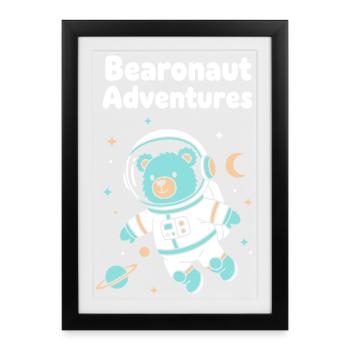 Bearonaut Adventure Space - Framed poster (27 × 37 cm) - black - Front