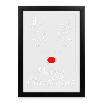 Visage de renne Joie de Noël - Affiche encadrée (27 × 37 cm) - noir - Devant