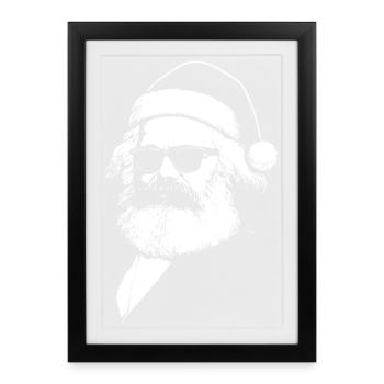 Karl Marx dans le rôle du Père Noël - Affiche encadrée (27 × 37 cm) - noir - Devant