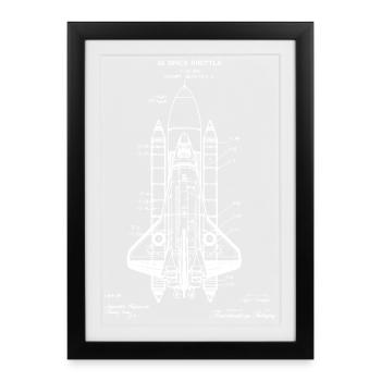 Space Shuttle Blueprint - Framed poster (27 × 37 cm) - black - Front