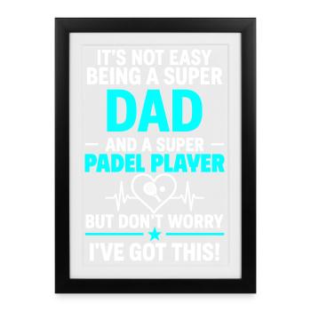 Cœur + Padel – Super Dad Padel Player - Affiche encadrée (27 × 37 cm) - noir - Devant