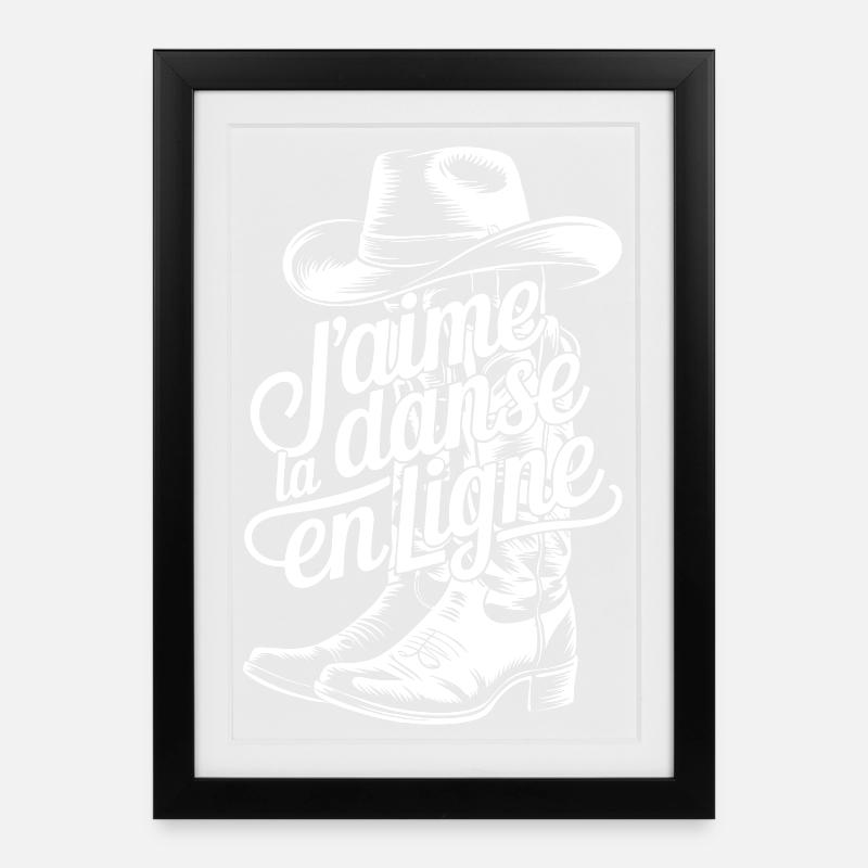 Botte Cowboy et lettrage fluide - Affiche encadrée (27 × 37 cm) - noir