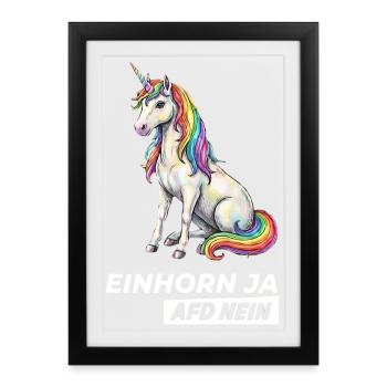 Cool Unicorn Yes, Party AfD No - Framed poster (27 × 37 cm) - black - Front