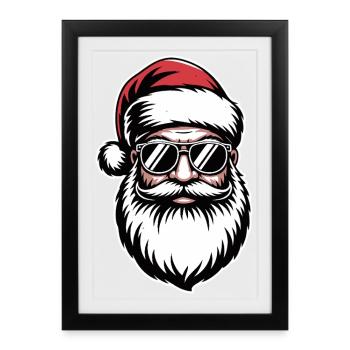Cooler Weihnachtsmann mit Sonnenbrille - Gerahmtes Poster (27 × 37 cm) - Schwarz - Vorne