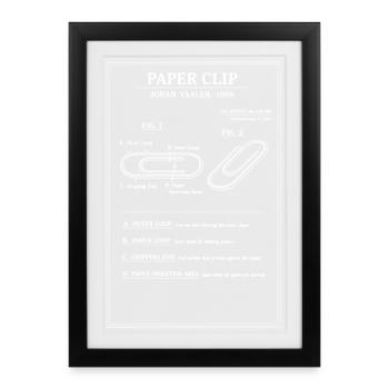 Vintage Paper Clip Patent Blueprint Diagram - Framed poster (27 × 37 cm) - black - Front