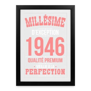 1946 – Millésime d’exception – Qualité premium - Affiche encadrée (27 × 37 cm) - noir - Devant