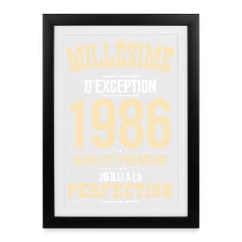 1986 – Millésime d’exception – Qualité premium - Affiche encadrée (27 × 37 cm) - noir - Devant