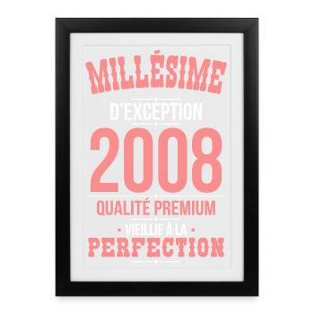 2008 – Millésime d’exception – Qualité premium - Affiche encadrée (27 × 37 cm) - noir - Devant