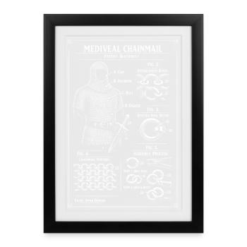 Medieval Chainmail Patent Blueprint - Framed poster (27 × 37 cm) - black - Front