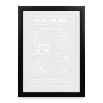 Plan breveté pour toilettes à chasse d’eau - Affiche encadrée (27 × 37 cm) - noir - Devant