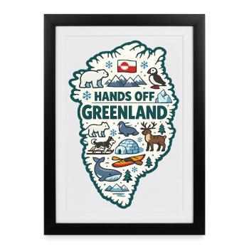 Mains hors Groenland Europe Solidarité - Affiche encadrée (27 × 37 cm) - noir - Devant