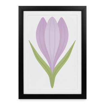 Illustration de la fleur de crocus lilas - Affiche encadrée (27 × 37 cm) - noir - Devant
