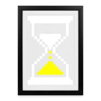 Pixel Hourglass Loading Bar Retro Gaming - Framed poster (27 × 37 cm) - black - Front