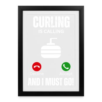 le curling m’appelle et je dois y aller - Affiche encadrée (27 × 37 cm) - noir - Devant