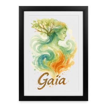 Gaïa - Mère Nature - Arbre de Vie - Affiche encadrée (27 × 37 cm) - noir - Devant
