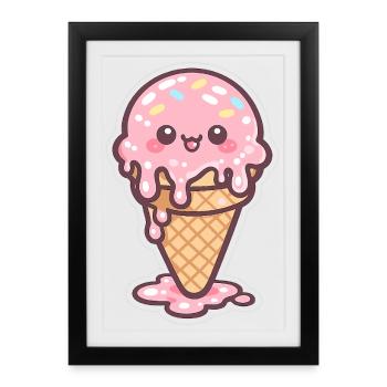 Kawaii Eiscreme mit Sprinkles - Framed poster (27 × 37 cm) - black - Front