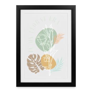 Ère florale : Fleurs de ligne - Affiche encadrée (27 × 37 cm) - noir - Devant