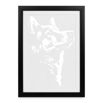 Finnish Spitz Silhouette Hunde Hund Wilsigns - Gerahmtes Poster (27 × 37 cm) - Schwarz - Vorne
