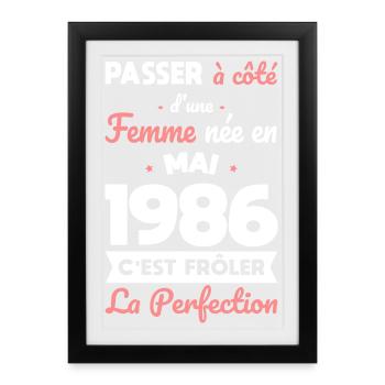 Anniversaire 40 ans - Née en Mai 1986 - Affiche encadrée (27 × 37 cm) - noir - Devant