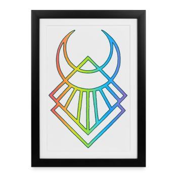 Multicolored Egyptian Moon Symbol - Framed poster (27 × 37 cm) - black - Front