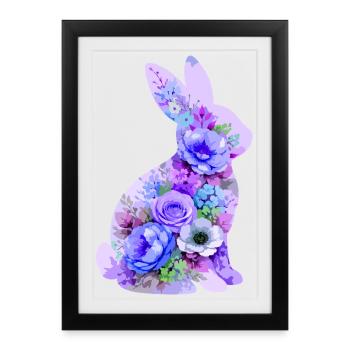 Fleurs pastel de lapins - Affiche encadrée (27 × 37 cm) - noir - Devant