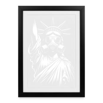 Statue de la Liberté avec design de masque à gaz - Affiche encadrée (27 × 37 cm) - noir - Devant