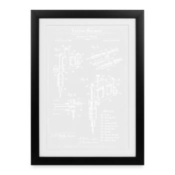 Tattoo Machine blueprint design - Framed poster (27 × 37 cm) - black - Front