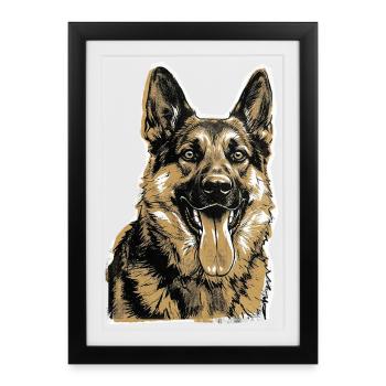 German Shepherd - Framed poster (27 × 37 cm) - black - Front