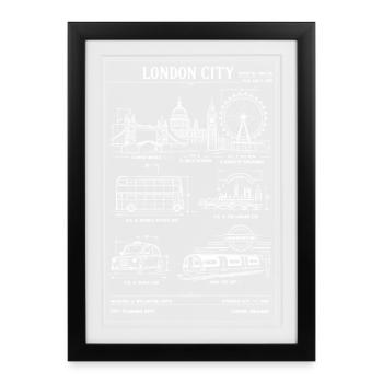 T-shirt London Skyline Blueprint - Affiche encadrée (27 × 37 cm) - noir - Devant